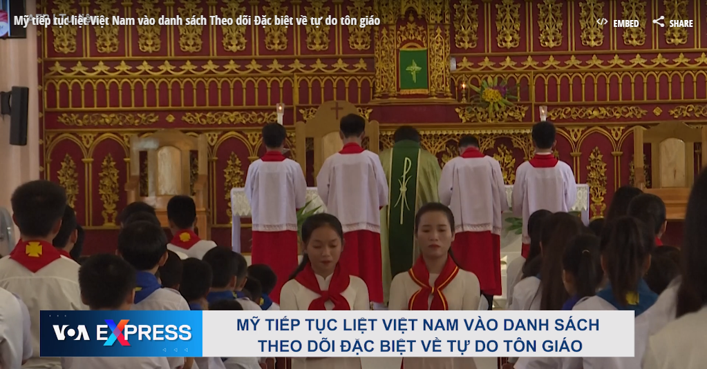 172. Mỹ tiếp tục liệt Việt Nam vào danh sách Theo dõi Đặc biệt về tự do tôn giáo